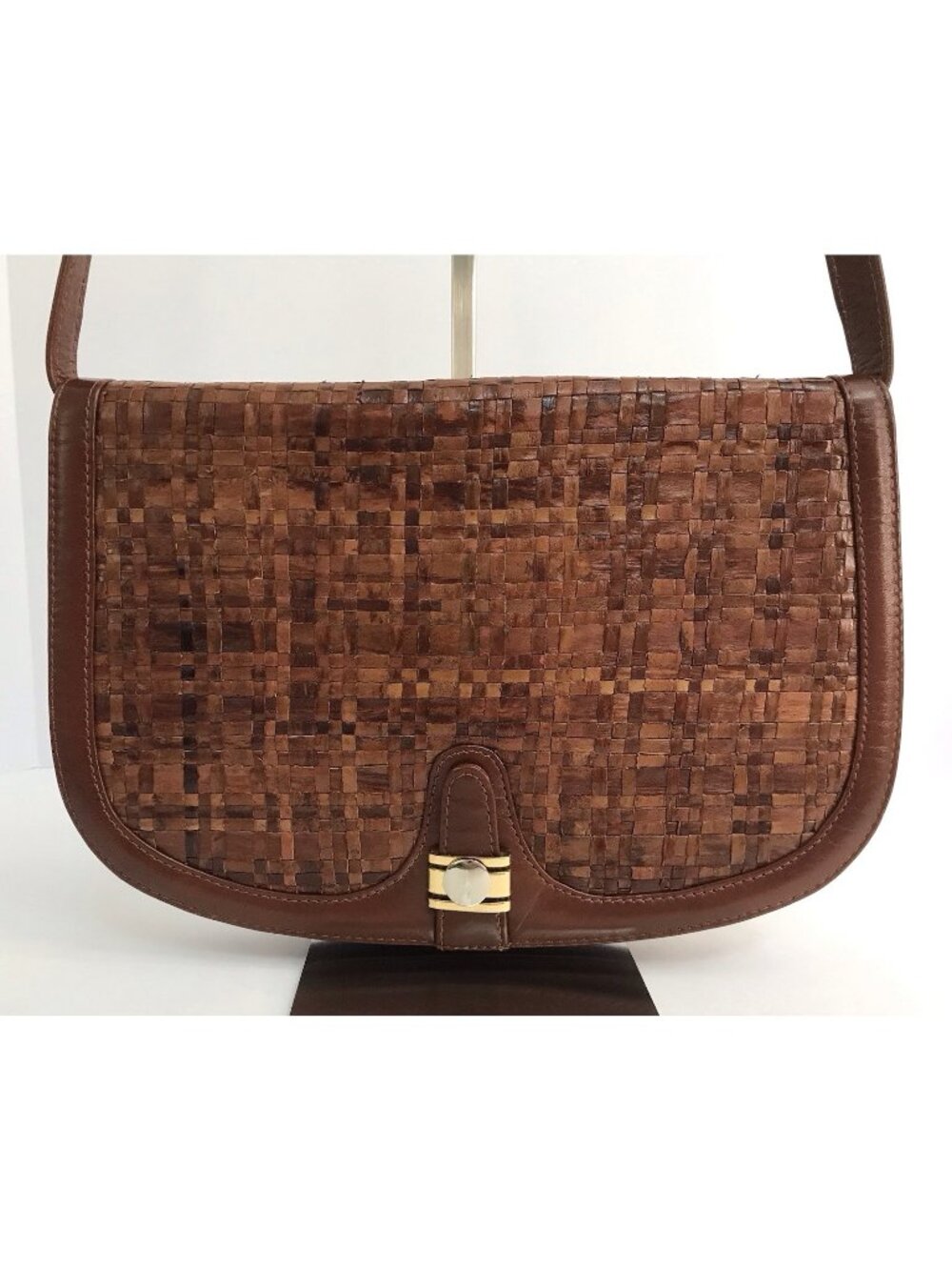 Vintage Tano Brown Leather Weave Handbag
